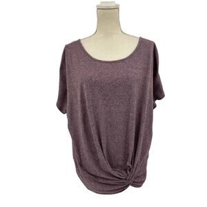 Siren Lily Women's Mauve Twist-Front Knit Top with Cutout Back Detail Size 3X